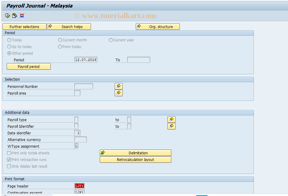 SAP TCode PC00_M14_CLJN - Display Payroll Journal