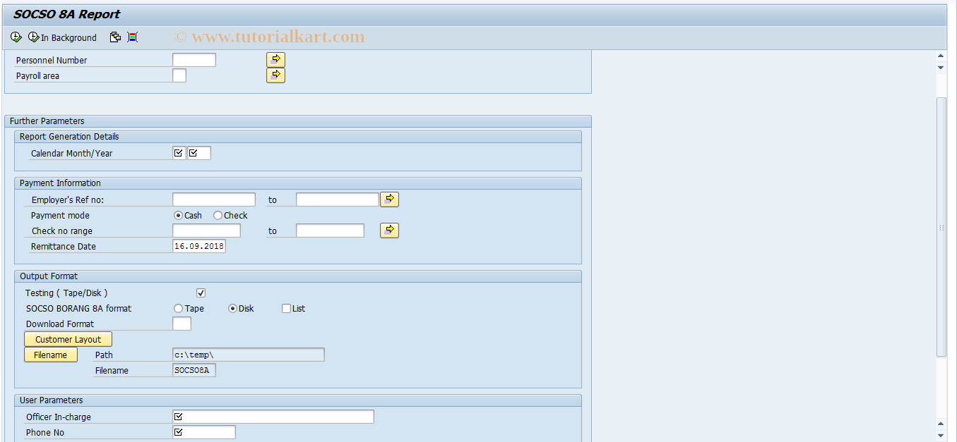 SAP TCode PC00_M14_CS8A - Run SOCSO Report for Borang 8A