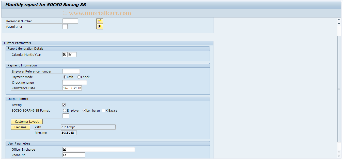 SAP TCode PC00_M14_CS8B - Run SOCSO Report for Borang 8B