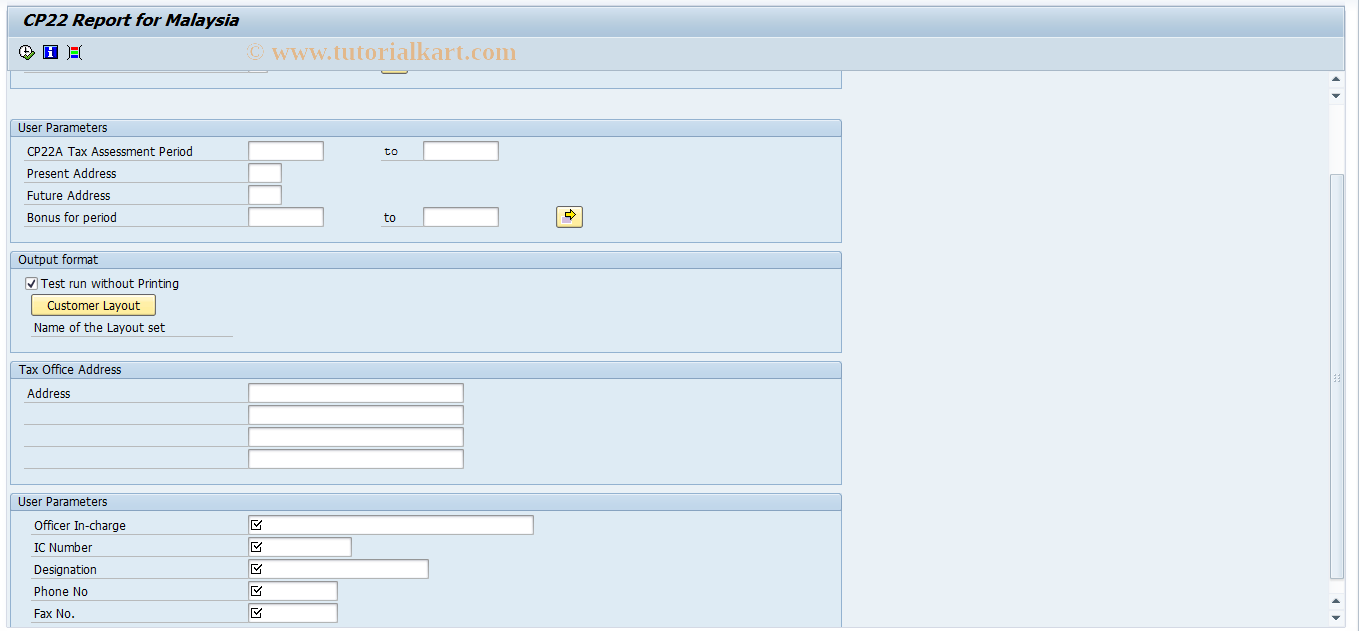 SAP TCode PC00_M14_CT2A - Run Tax Report for CP22A