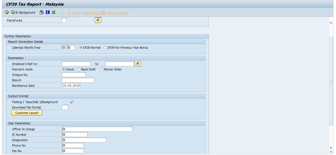 SAP TCode PC00_M14_CT39 - Run Tax Report for CP39