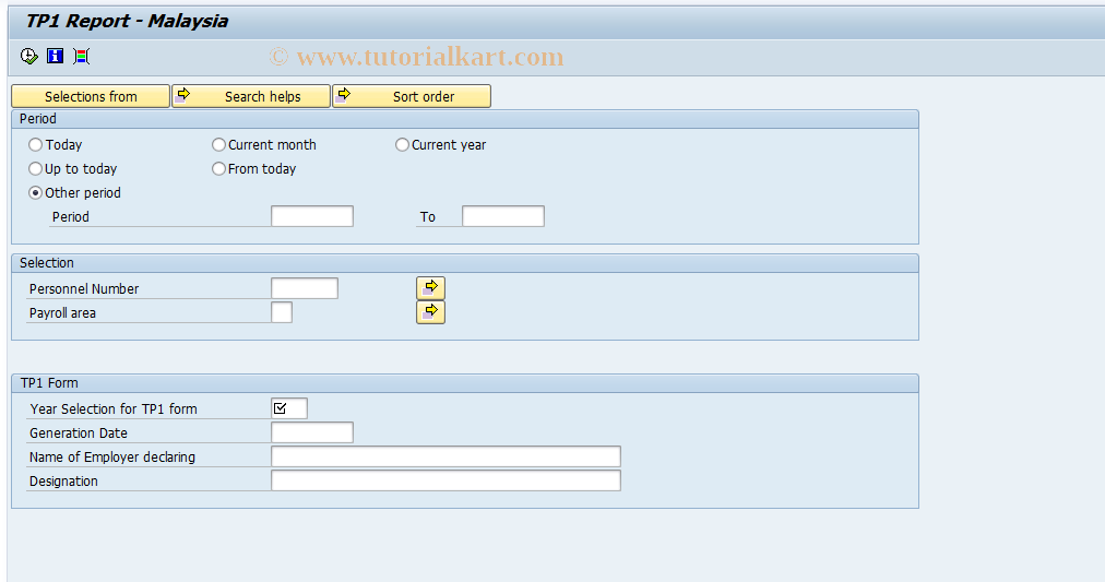 SAP TCode PC00_M14_CTP1 - TP1 Form