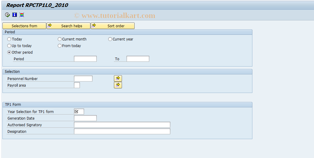 SAP TCode PC00_M14_CTP12010 - TP1 Report 2010