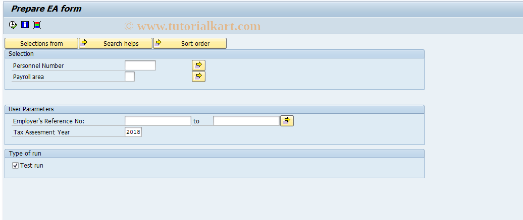 SAP TCode PC00_M14_CTSQ - Prepare EA Form