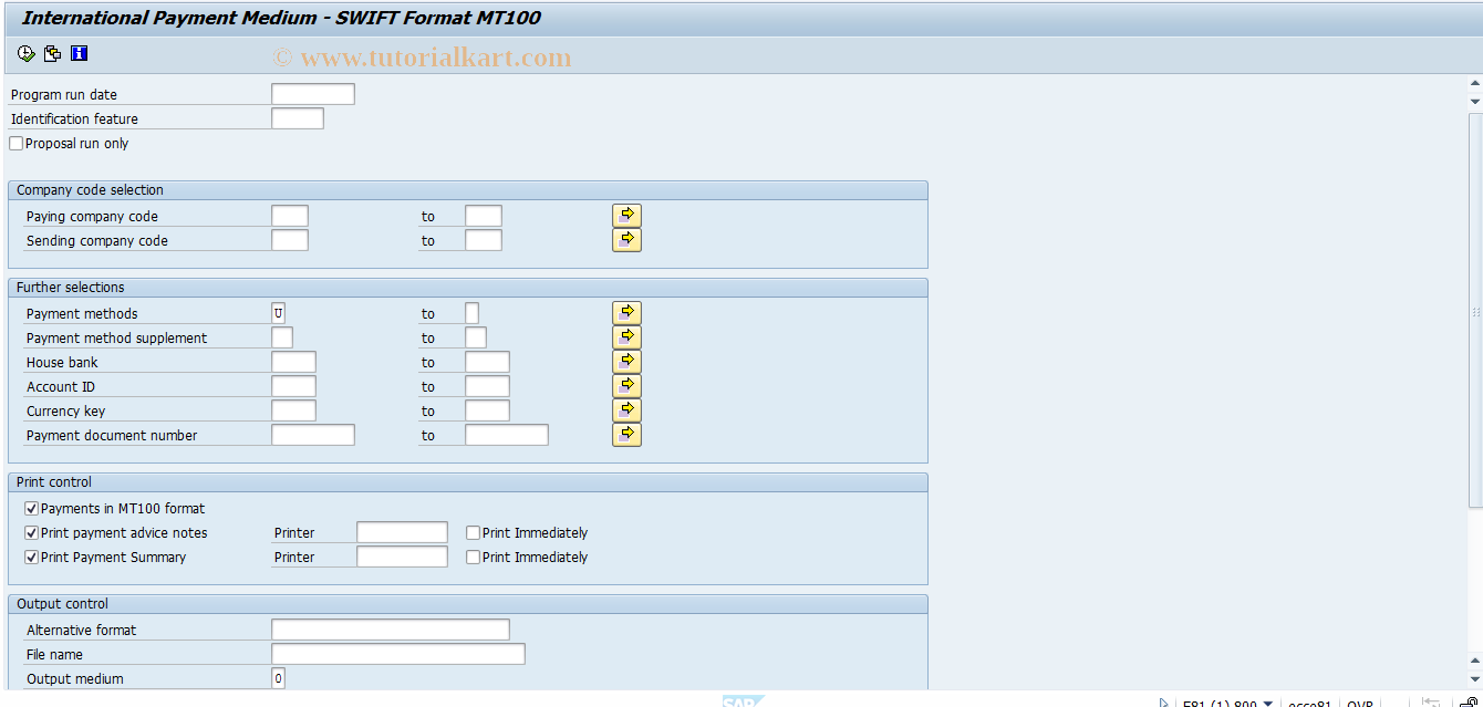 SAP TCode PC00_M14_FFOM - Perform Bank Transfer