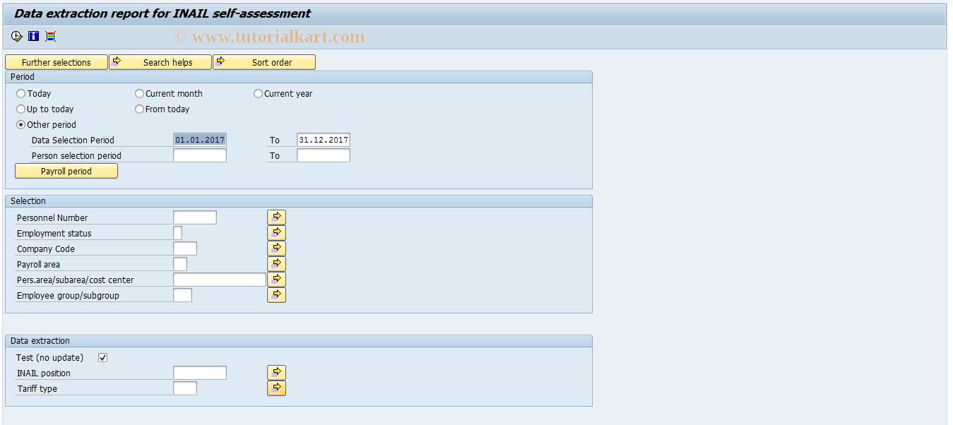 SAP TCode PC00_M15_RPCINAIL - Report for INAIL SelfSettl Extract.