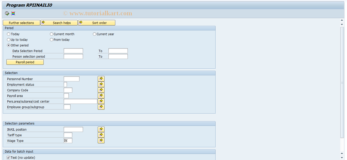 SAP TCode PC00_M15_RPIINAILI0 - INAIL Batch Input