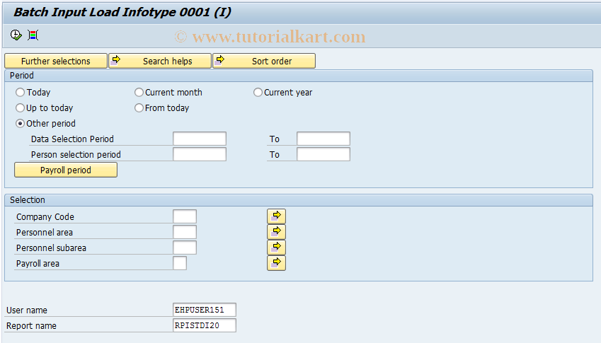 SAP TCode PC00_M15_RPISTDI2 - Batch Input Load IT0001