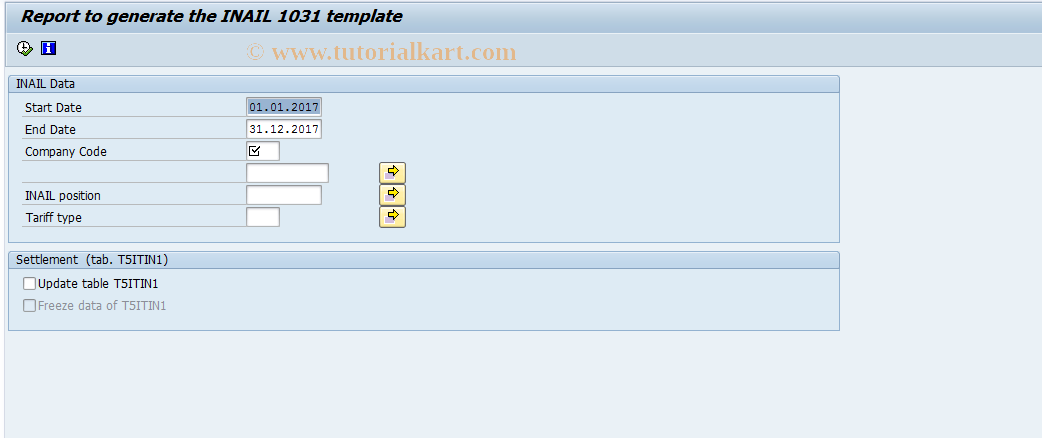 SAP TCode PC00_M15_RPUINAIL - Report for INAIL SelfSettl Extract.