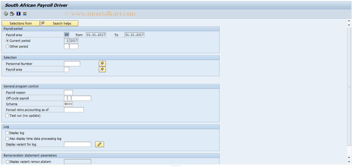 SAP TCode PC00_M16_CALC - Payroll Driver South Africa