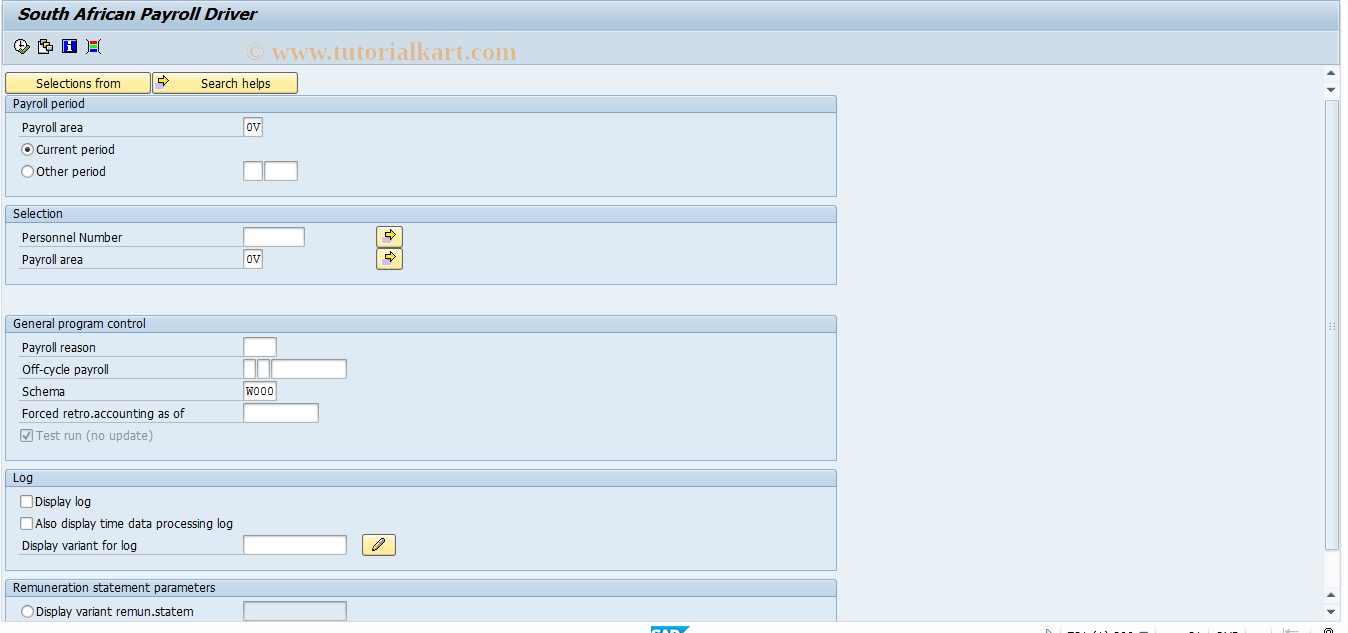 SAP TCode PC00_M16_CALC_SIMU - Simulation payroll accounting 16