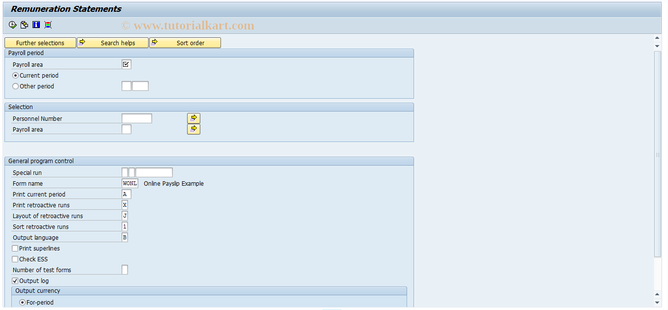 SAP TCode PC00_M16_CEDT - Pay.accounting remun. statement - 16