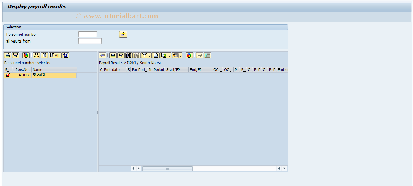 SAP TCode PC00_M16_CLSTR - Tools - payroll result - 16