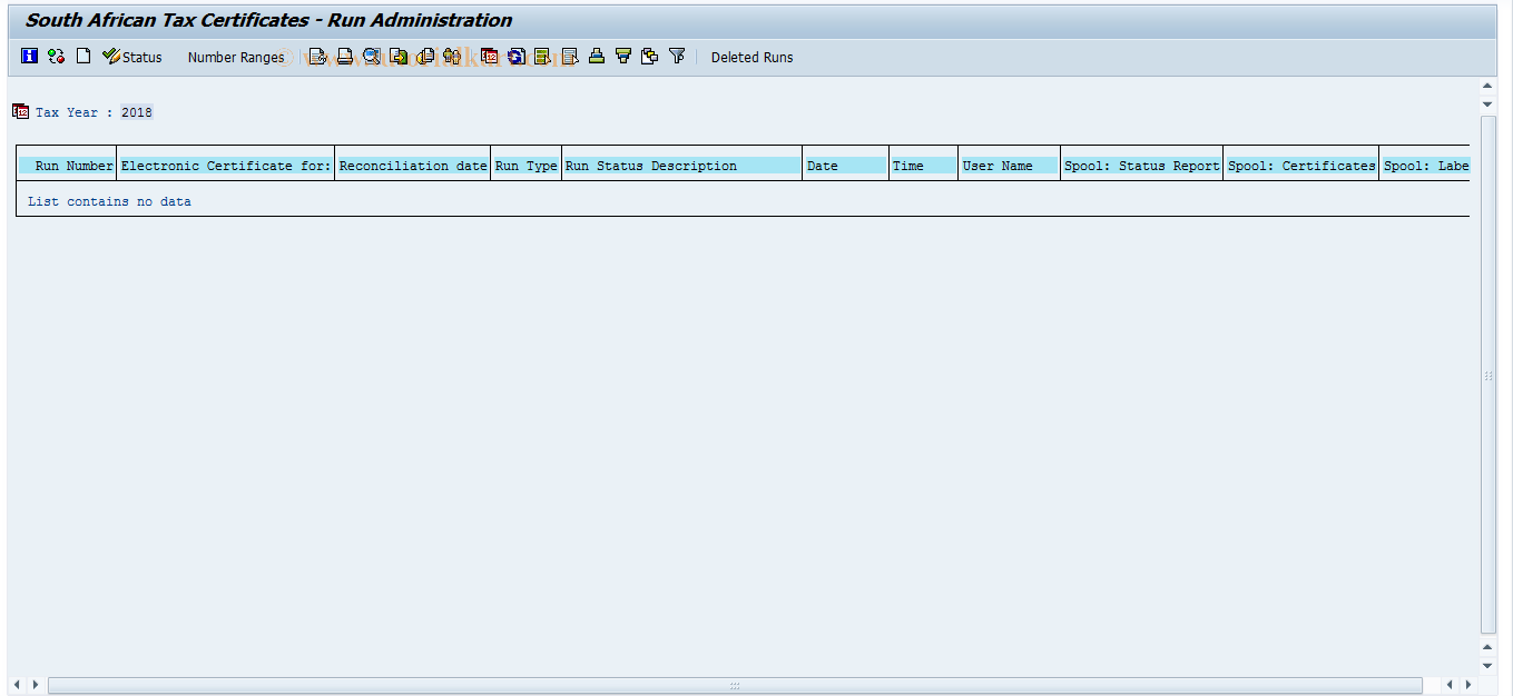 SAP TCode PC00_M16_CTCA - Tax Certificates - Administration 16