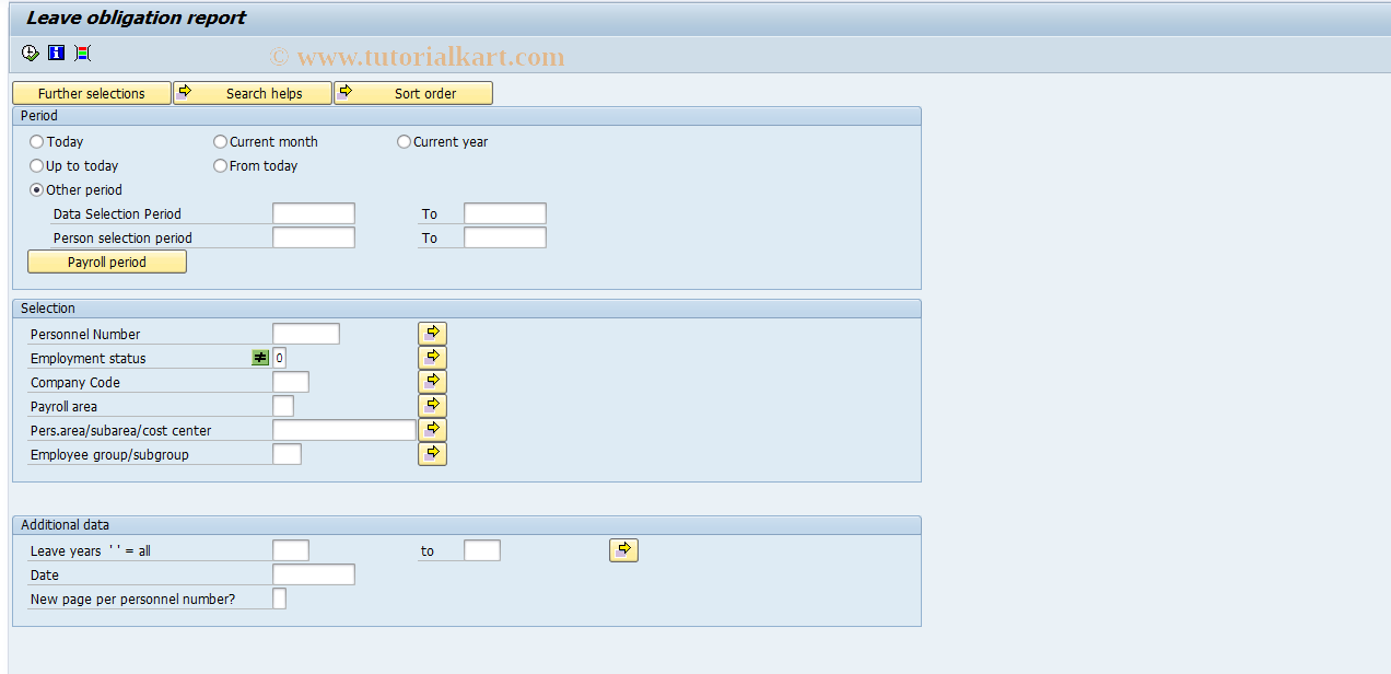 SAP TCode PC00_M16_LOBL - Leave control list 16