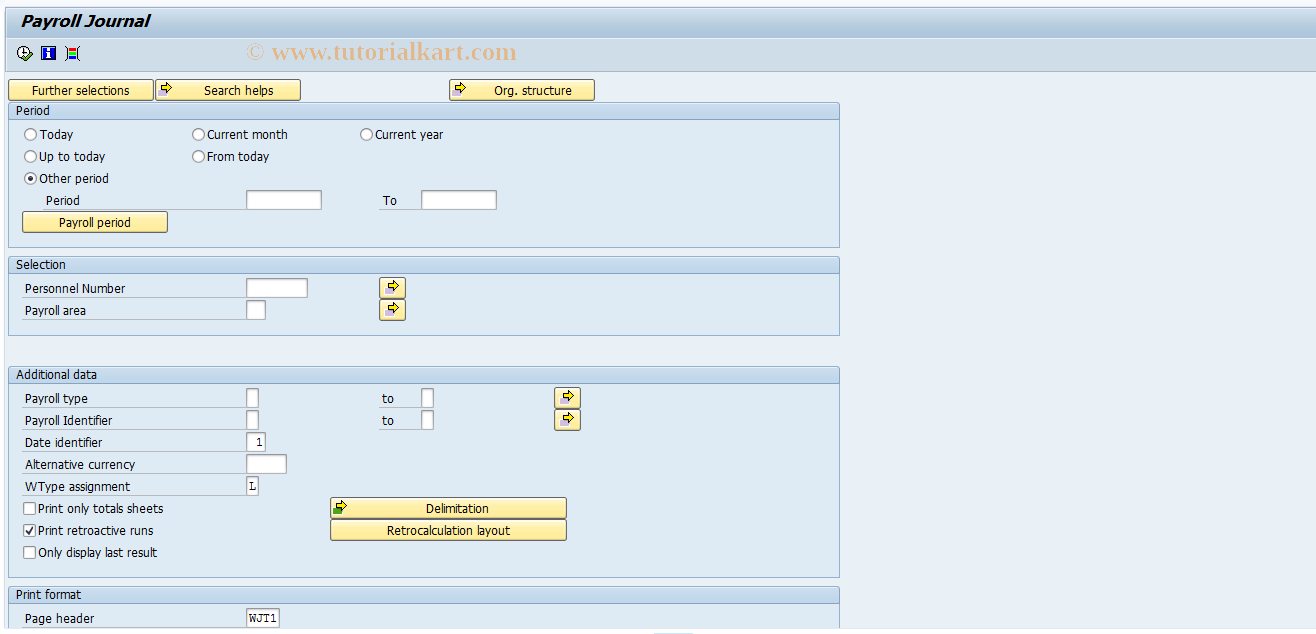 SAP TCode PC00_M16_RPCLJNW0 - Payroll Journal