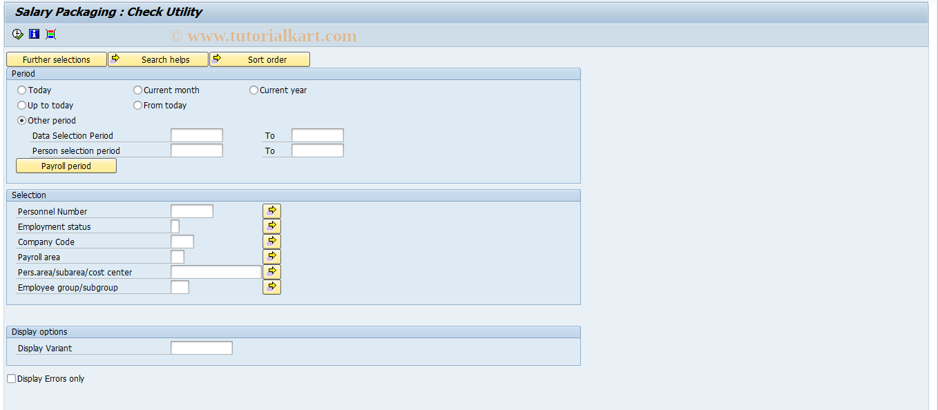 SAP TCode PC00_M16_RPUSPAW0 - Salary Package Check Utility