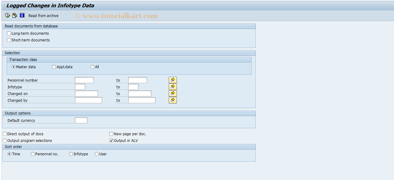 SAP TCode PC00_M16_UAUD - Payroll audit trail 16