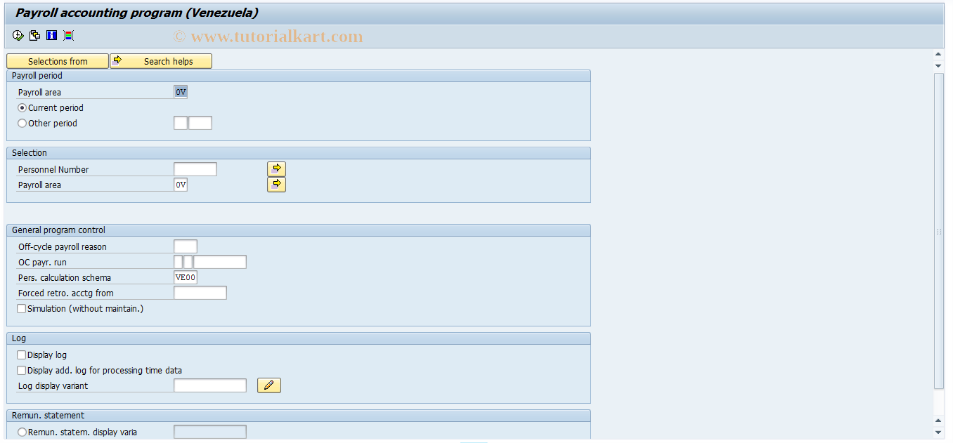 SAP TCode PC00_M17_CALC - Payroll