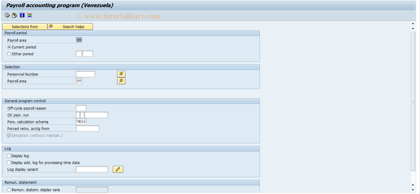 SAP TCode PC00_M17_CALC_SIMU - Payroll