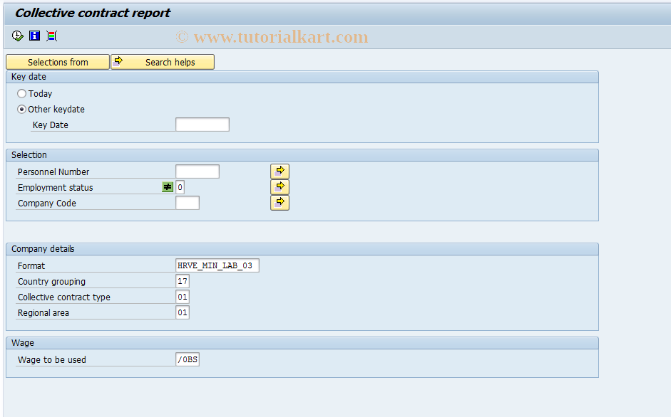 SAP TCode PC00_M17_CCCR0 - Collective contract report