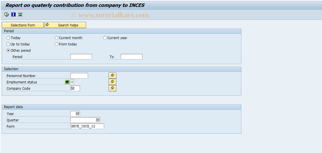 SAP TCode PC00_M17_CINR0 - Quarterly company INCES contribution