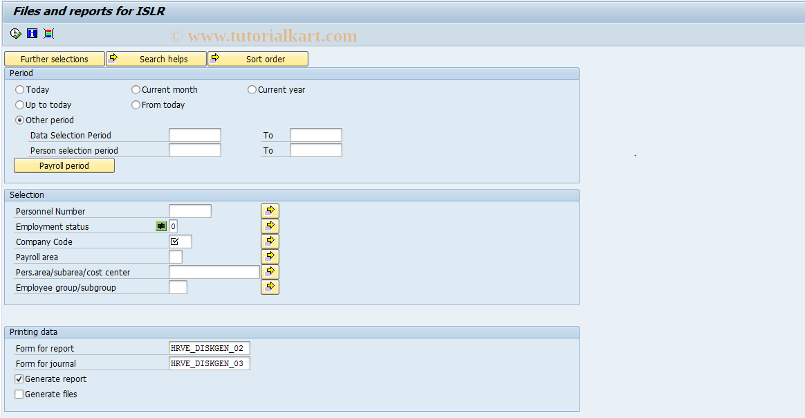 SAP TCode PC00_M17_CISL0 - Generate ISLR file