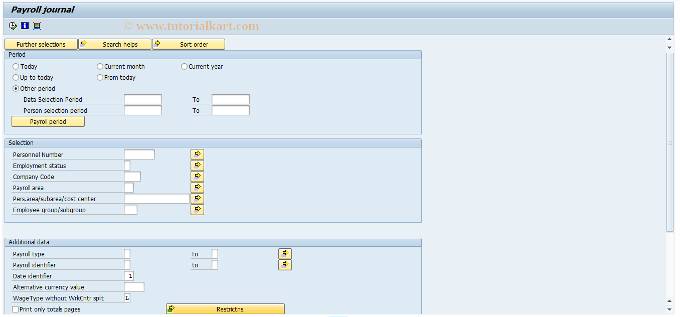 SAP TCode PC00_M17_CLJN - Payroll journal