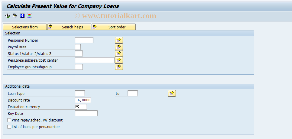 SAP TCode PC00_M17_CLOH0 - Determine present value of loans