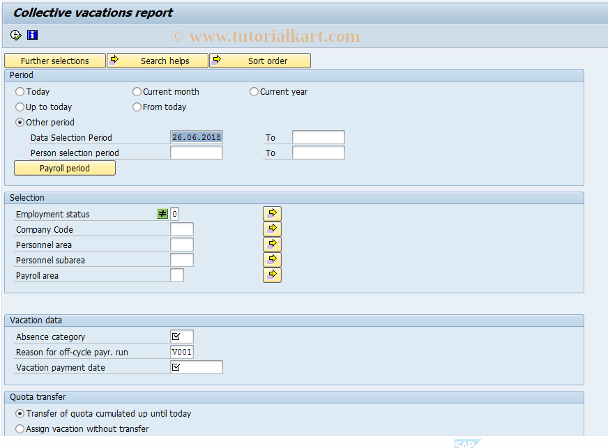 SAP TCode PC00_M17_COL00 - Collective vacations report