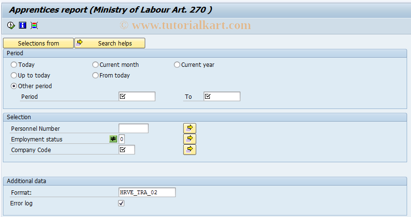 SAP TCode PC00_M17_CTRA1 - Apprentice report (cls 270)