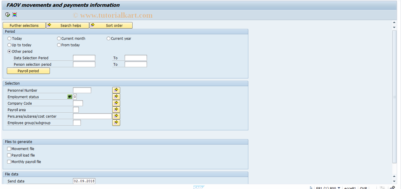 SAP TCode PC00_M17_FAOV - Movements and payments to FAOV info