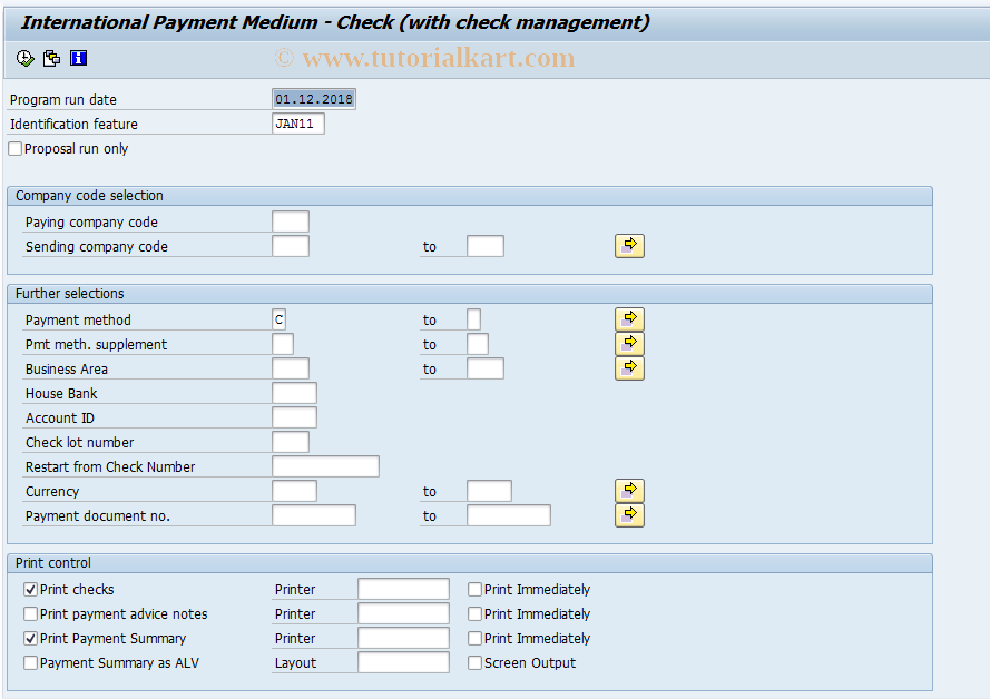 SAP TCode PC00_M17_FFOC - Check printout 17