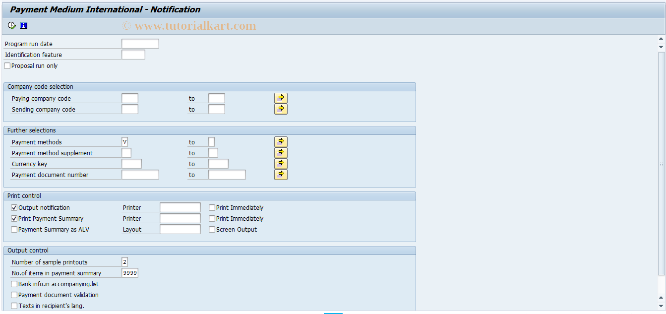 SAP TCode PC00_M17_FFOV - Notice of payment 17