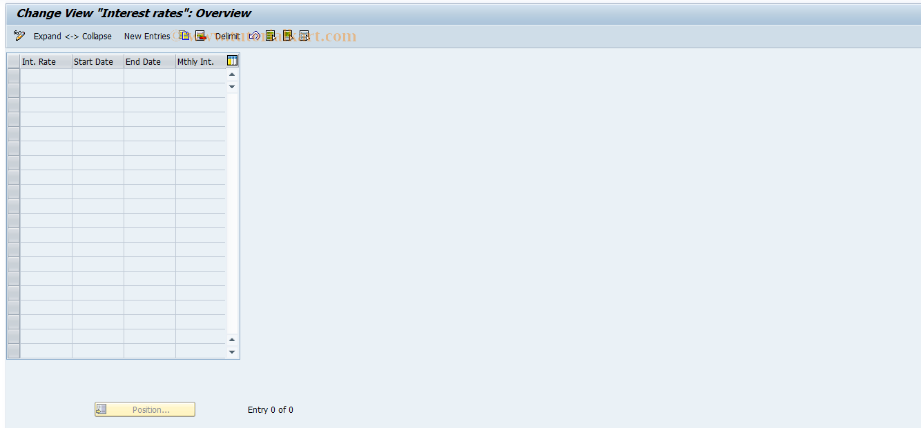 SAP TCode PC00_M17_INTR - Table of interest rates