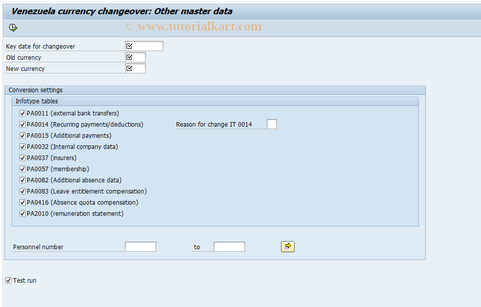 SAP TCode PC00_M17_UCVM4 - Currency changeover (VE)
