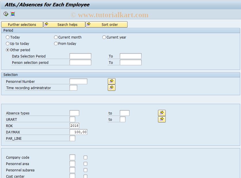 SAP TCode PC00_M18_ABSENC - Absence namely