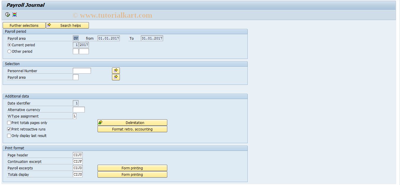 SAP TCode PC00_M18_CLJN - Payroll journal International