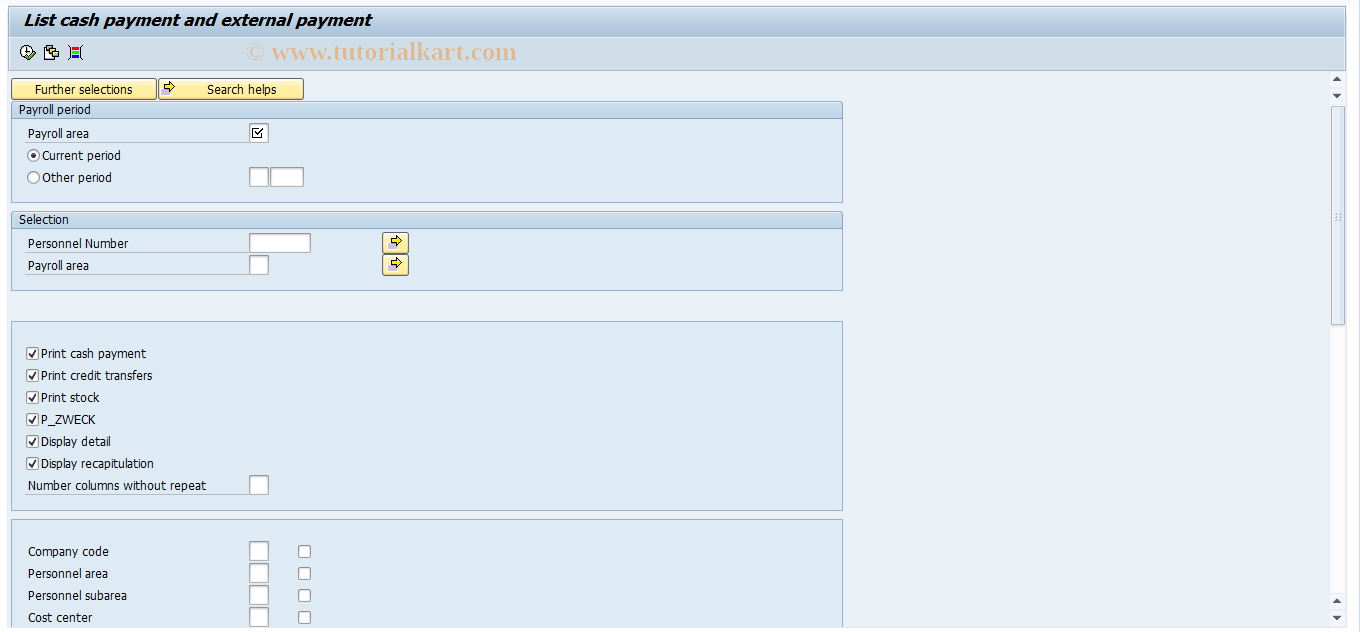 SAP TCode PC00_M18_DOBEXT - List of incomes and extenal transf.