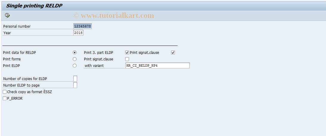 SAP TCode PC00_M18_ELDP_PRI - Individually print RELDP