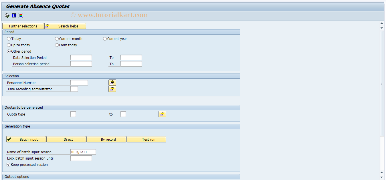 SAP TCode PC00_M18_GENKON - Generate Absence Quotas