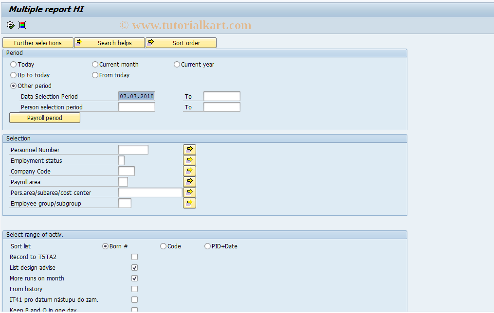 SAP TCode PC00_M18_HLAZP11 - Data for HI report