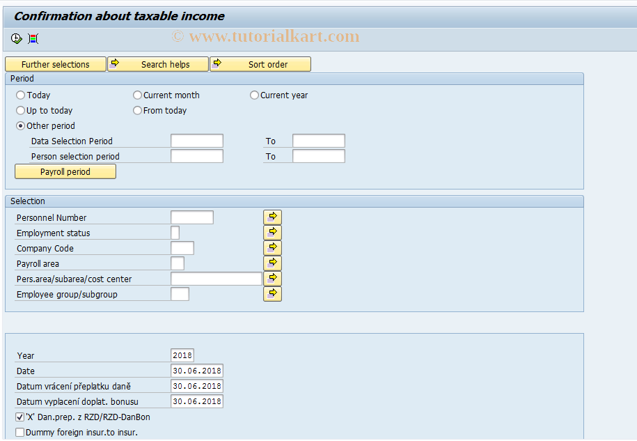 SAP TCode PC00_M18_PRIRZD - Confirmation about taxable income