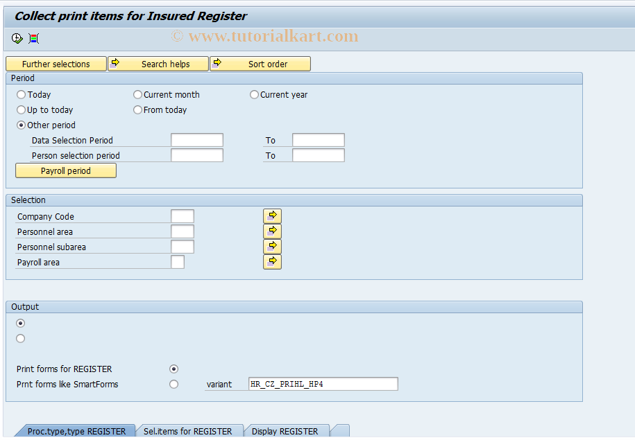 SAP TCode PC00_M18_REGP_P_COLL - Collective print items of Insur.Reg.