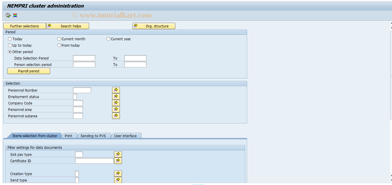 SAP TCode PC00_M18_RPCDNPT9_MN - NEMPRI cluster administration