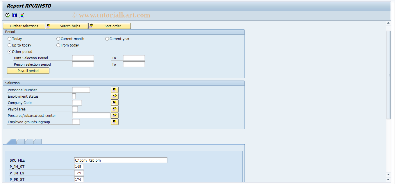 SAP TCode PC00_M18_RPUINST0 - Insolvency register