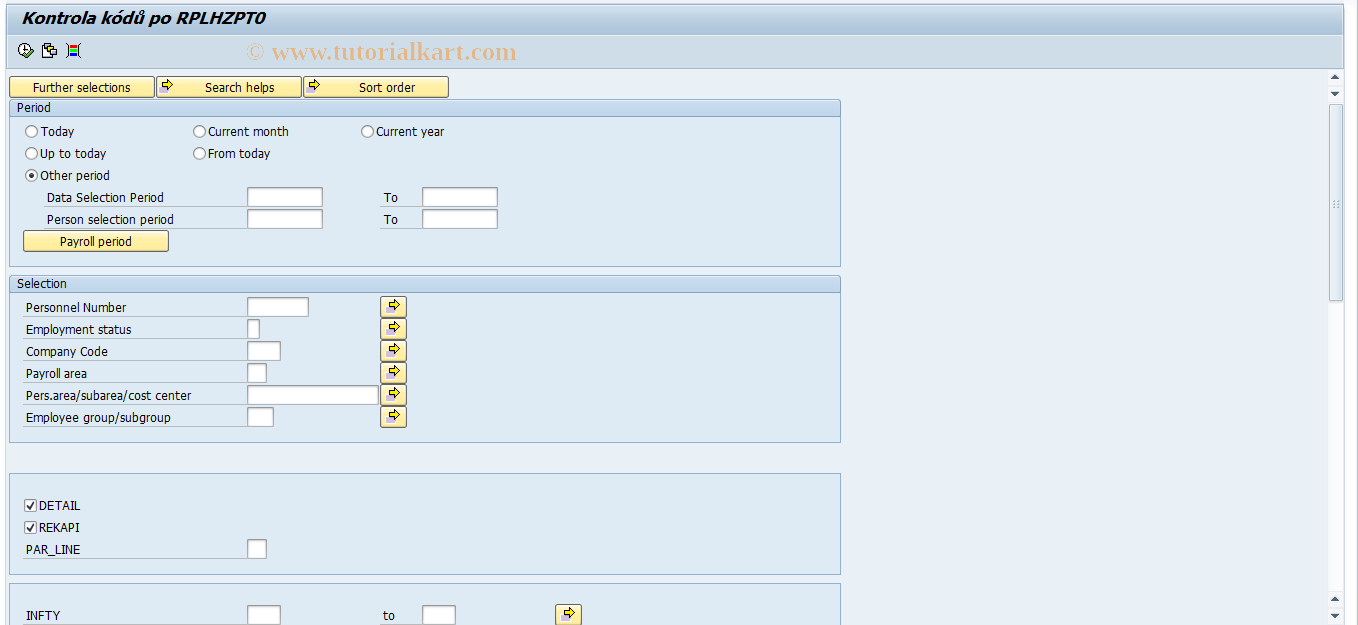 SAP TCode PC00_M18_VYPINF - List data from IT 14, 15, 2001/2/5/10