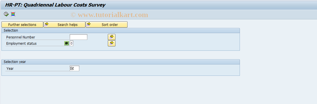 SAP TCode PC00_M19_RPCLCSP0 - HR-PT: Quadriennal Labor Costs Surv.