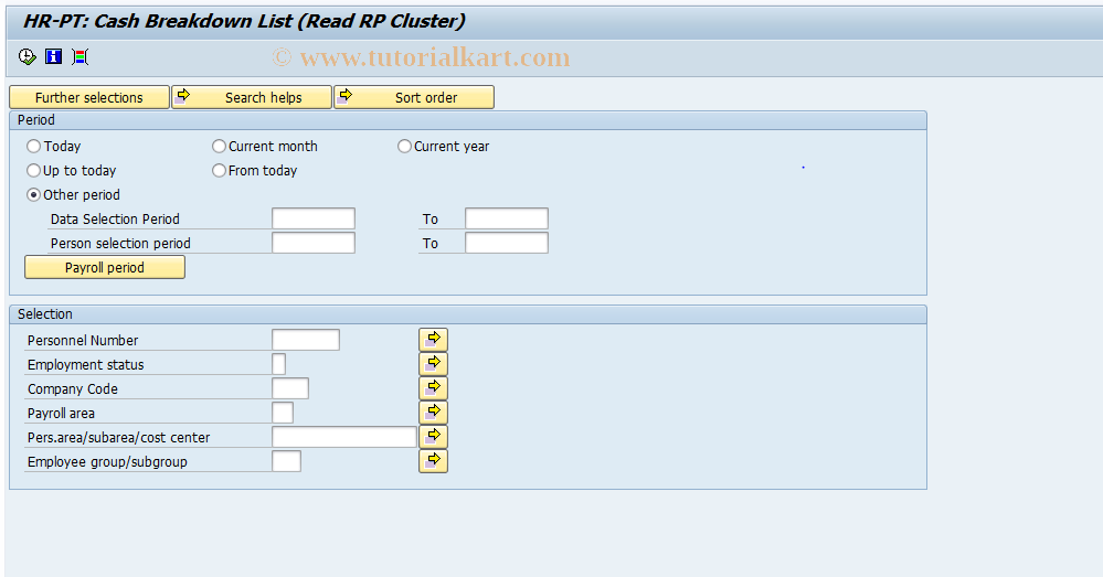 SAP TCode PC00_M19_RPCMLIP9 - HR-PT: Cash Breakdown List