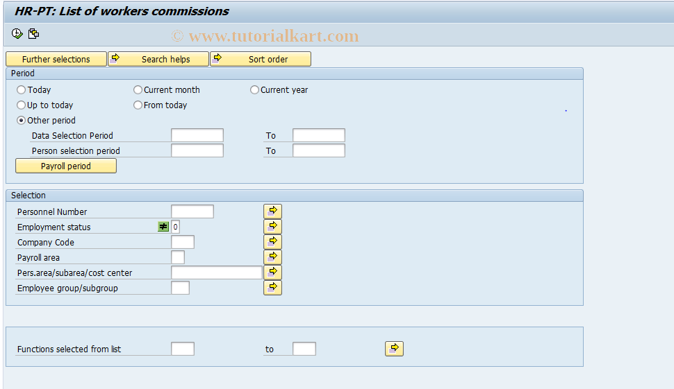 SAP TCode PC00_M19_RPLWKCP0 - HR-PT: List of workers commissions